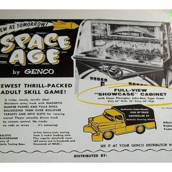 Space Age Arcade Game FLYER Genco 1958 Original NOS Vintage Ephemera Art Sheet - Picture 3 of 7